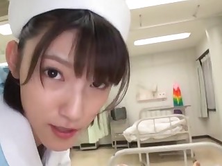 Japanese nurse Iioka Kanako enjoys sucking a dig up on the bed